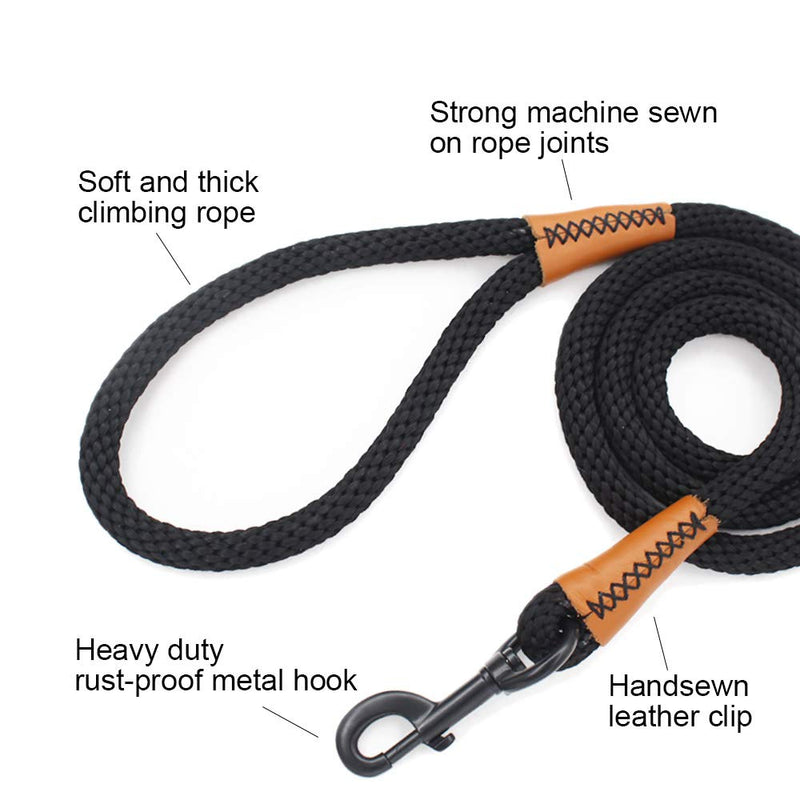 [Australia] - lynxking Braided Dog Rope Pet Leash Dog Traction Rope Leashes Dog Walking Training Lead Medium Large Dogs 4Feet Black 