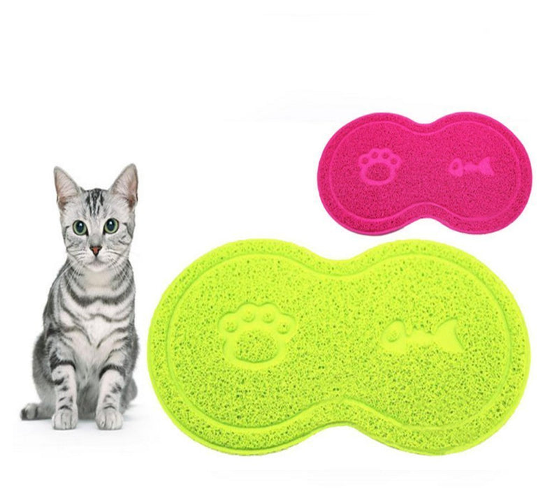 EONHUAYU Pet Food Mats, Cat Mat PVC Mat Waterproof Non-slip Pet Feeding Mat Pet Bowl Mat With Paw and Bone (Rose Red) - PawsPlanet Australia