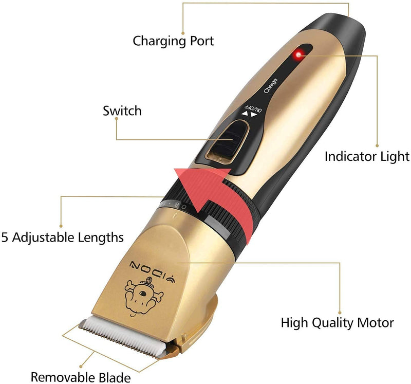 YIDON Dog Clippers, Professional Dog Grooming Clippers Kit Low Noise, Rechargeable Cordless Hair Trimmer with Stainless Steel Comb Scissors for Dogs Cats and Other Pets, Quiet Low Vibration Shaving - PawsPlanet Australia