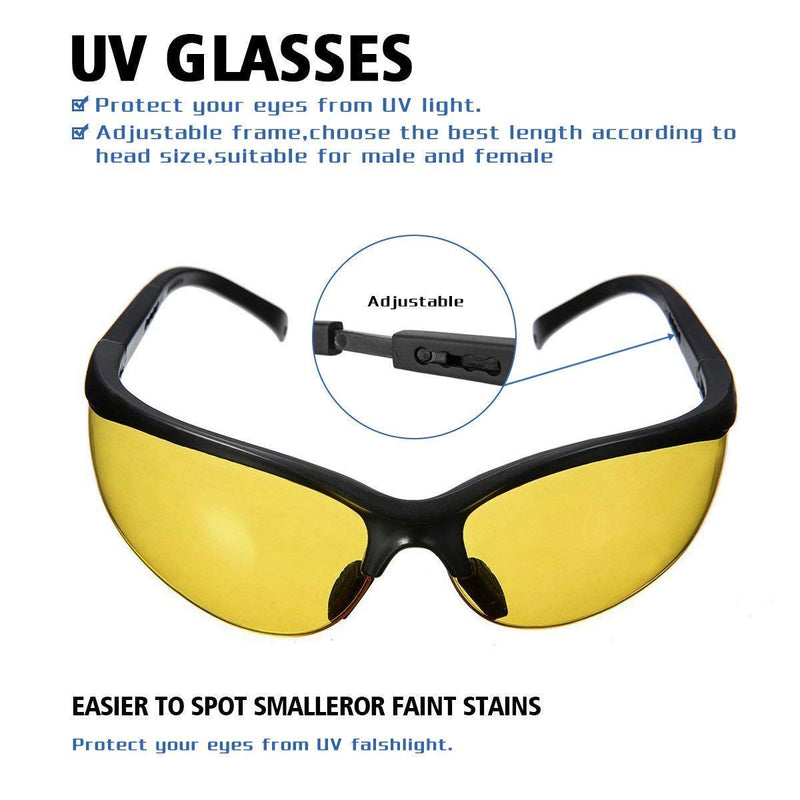 UV Black Light Flashlight, Super Bright 100 LED Pet Dog Cat Urine Detector light Flashlight for Pet Urine Stains, Professional Blacklight Flashlight with UV Sunglasses for Scorpions Hunting - PawsPlanet Australia