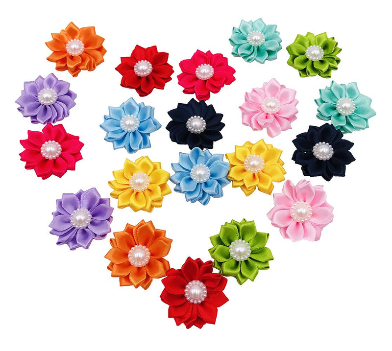 PET SHOW 10pairs Flower Small Dogs Hair Bows with French Barrette Hair Clips Cat Puppy Party Birthday Grooming Hair Accessories 10 Colors - PawsPlanet Australia