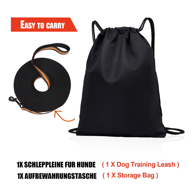 Snocyo towing leash for dogs 3m, robust dog leash for small, medium and large dogs, training leash with padded handle, reinforced carabiner and storage bag, orange orange & black - PawsPlanet Australia