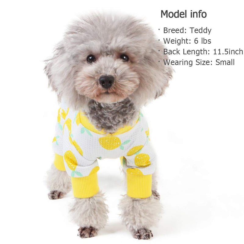 [Australia] - kyeese Dog Pajamas Stretchable Dog Pjs 4 Legs Pet PJS Lemon Lightweight Puppy Cat Pajama Onesie Medium 