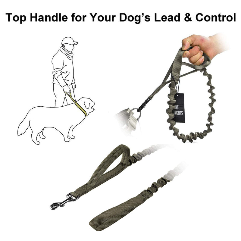 [Australia] - OneTigris Tactical Dog Training Bungee Leash with Control Handle Quick Release Nylon Leads Rope - 2019 Advanced Version Tan 