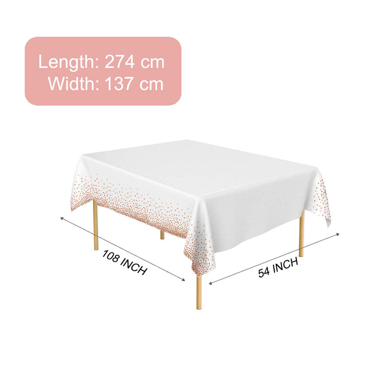 4 Pack - Plastic Tablecloths for Rectangle Tables,- Rose Gold Dot Confetti Party Table Cloths Disposable,Rectangular Table Covers, for Parties Thanksgiving Christmas Wedding, Anniversary,- 54" x 108" - PawsPlanet Australia