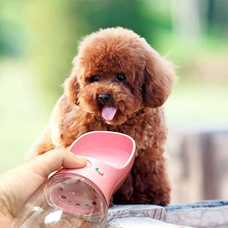 Dog Water Bottle for Walking Portable Pet Travel Water Bottles Dog Water Dispenser Leak Proof Lightweight Puppy Drink Cup BPA Free (550ml/18.6oz, Pink) 550ml/18.6oz - PawsPlanet Australia