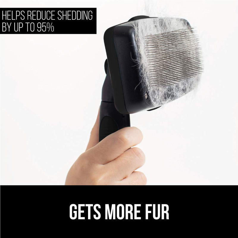 Gorilla Grip Premium Self Cleaning Pet Slicker Brush, Cats and Dogs, Gently Removes Loose Fur, Less Tangled Mats, Comfortable Grip, Easy Cleaning, Gentle Grooming On Long or Short Haired Pets, Black 1 - PawsPlanet Australia