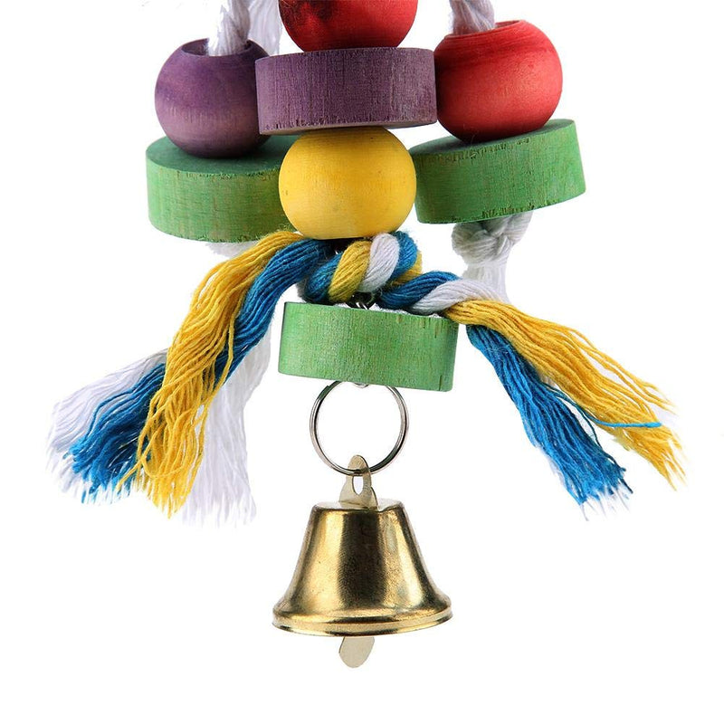 HEEPDD Parrot Chew Toy, Colorful Natural Wooden Hanging Bite Toys with Bell Cage Play Toy Supplies for Macaw African Grey Amazon Cockatoo Budgies Parakeet Cockatiel Lovebird - PawsPlanet Australia