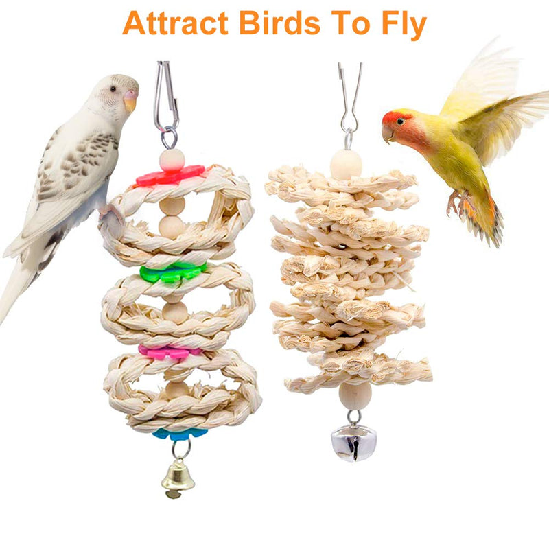 Global-store 7 Packs Bird Toys, Wooden Hanging Bird Cage Toys Climbing Stand Ladder Bird Toys for Parakeets, Conures, Cockatiels, Lovebirds, Parrots, Macaws, Finches, Budgie, Small, Medium Birds - PawsPlanet Australia