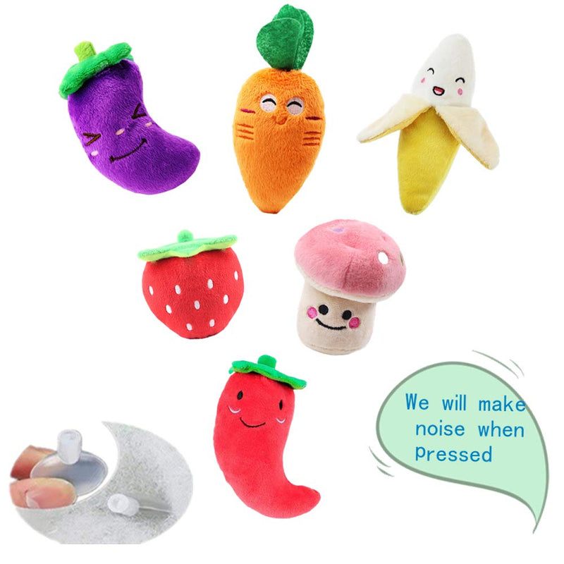 Squeaky Dog Toys for Small Dogs Fruits and Vegetables Plush Puppy Dog Toys (Pack of 6) - PawsPlanet Australia