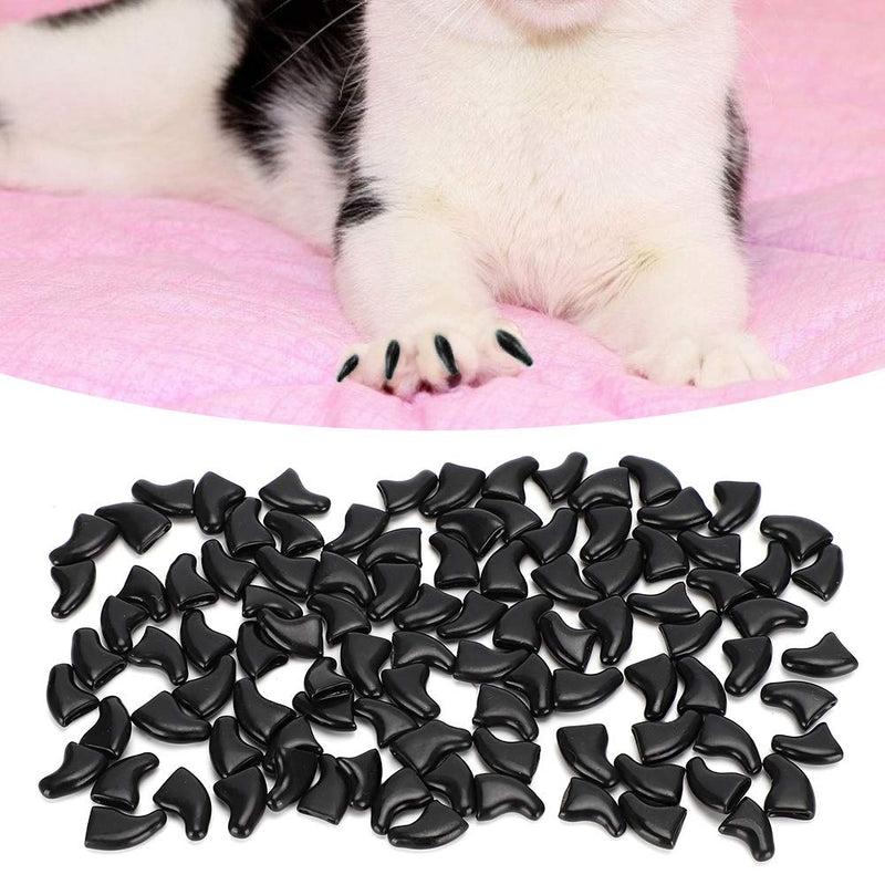 Cat Nail Caps, 100 Pieces Soft Cat Nail Protectors with Glue for Cats Kitten Safe Anti Scratch(Black L) - PawsPlanet Australia