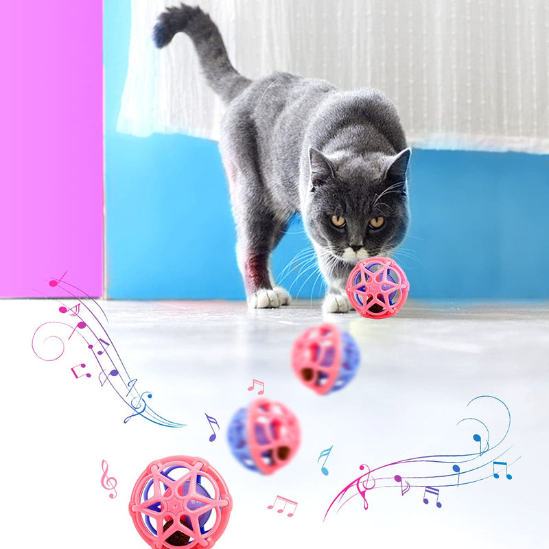 Cat Ball Toy, Crinkle Balls & Catnip Ball Soft Non-Toxic Silicone Material Made Chew Toys Plastic Noisy Cat Toy Balls with Bell Kitten Chase Toy, Funny Combination Gift for Indoor Cat Toys - PawsPlanet Australia