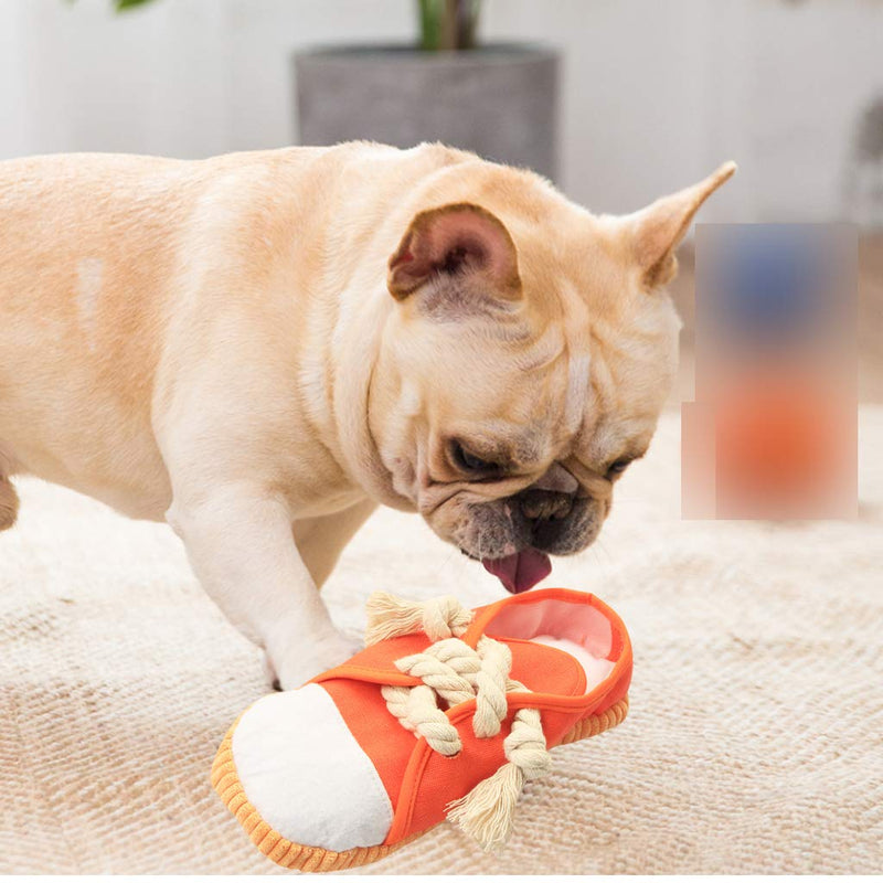 vocheer Dog Chew Toy, Durable Dog Shoe Toy Dog Interactive Toys Dog Squeaky Toy Shoes Toy for Puppy, Machine Washable(Orange) Orange - PawsPlanet Australia