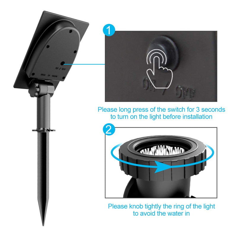Solar Pond Lights, PHADAP Submersible Pond Light with 3 Lamps 18 LEDs Landscape Spotlight Underwater Lights IP68 Waterproof Amphibious Lighting Light for Garden,Outdoor(Long press 3S to turn on) - PawsPlanet Australia