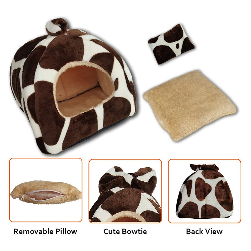 GINIDEAR Guinea Pig Bed, Guinea Pig Hideout House Accessories Warm Bed for Small Animals Hamsters Chinchillas Dwarf Bunnies Hedgehogs. S-8" x 8" Deer Print - PawsPlanet Australia