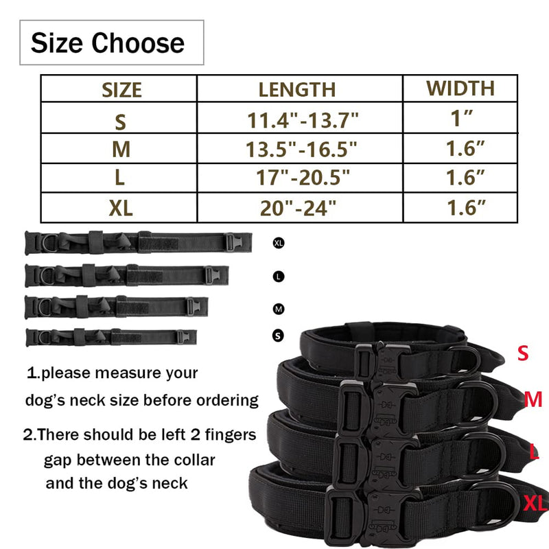 Tactical Dog Collar Military Dog Collar Adjustable Nylon Dog Collar Heavy Duty Metal Buckle with Handle for Dog Training Small (Pack of 1) Black - PawsPlanet Australia