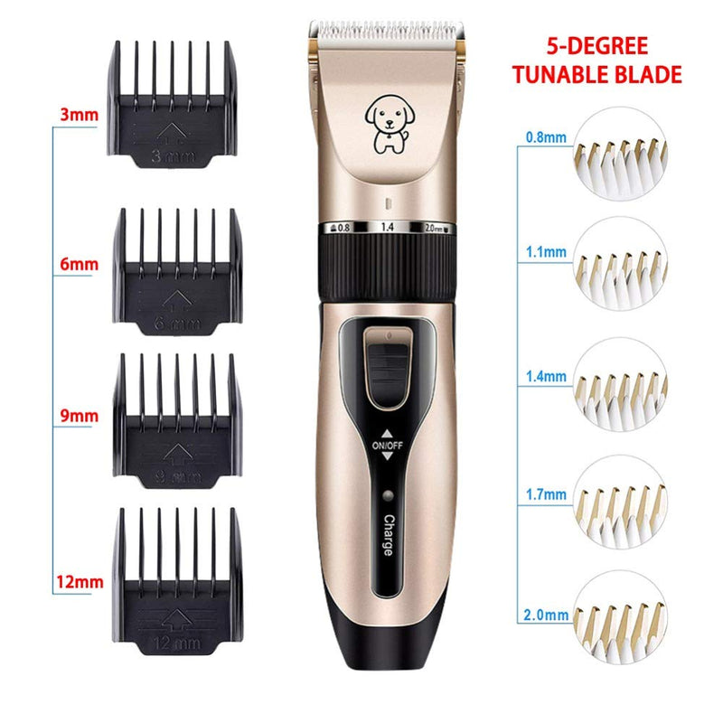 HooMore Electrical Pet Clipper Professional Grooming Kit Rechargeable Pet Cat Dog Hair Trimmer Shaver Cordless Set Animals Hair Cutting Machine Black and Gold - PawsPlanet Australia