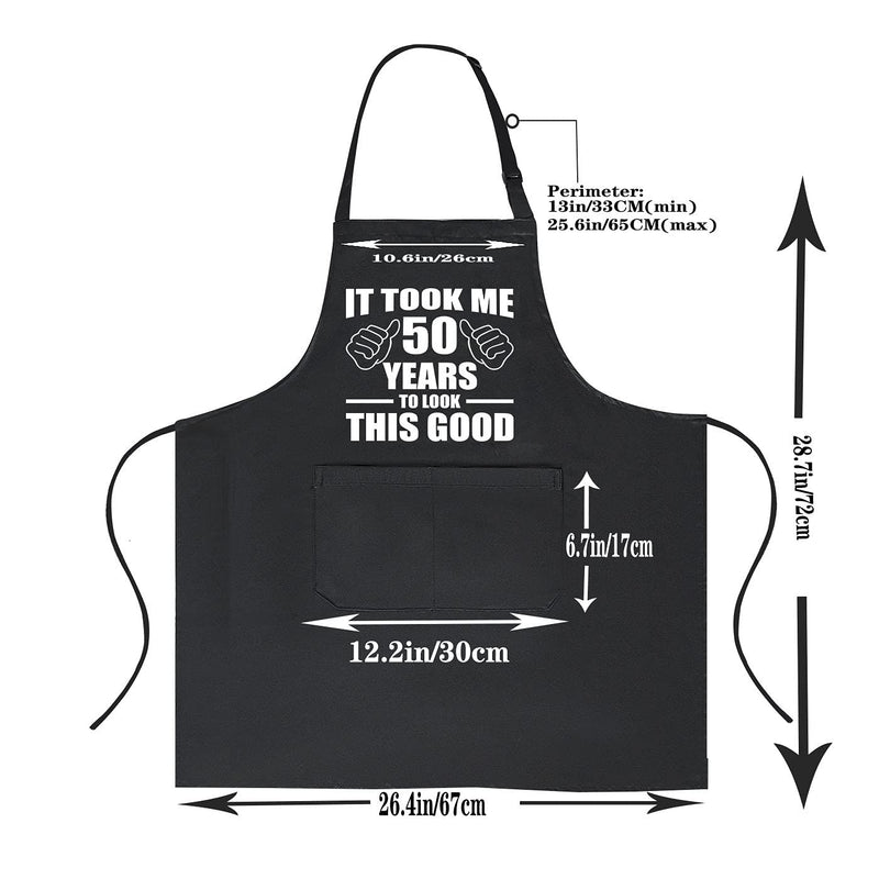 POTALKFREE 50th Birthday Gifts for Women Men, Funny Chef Aprons with Pockets Took Me 50 Years Black - PawsPlanet Australia
