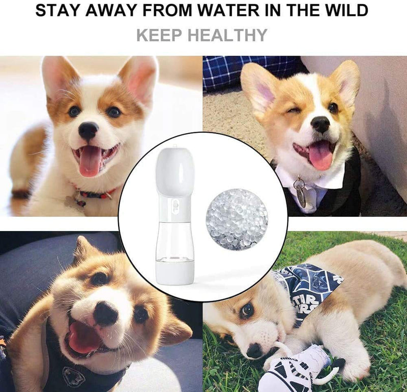 WR WPAIER Portable Dog Water Bottle, 2 in 1 Dogs Travel Water Bottle Dispenser with Food Container for Dog Cat Pet Outdoor Walking Travelling Drinking (Gray) Gray - PawsPlanet Australia