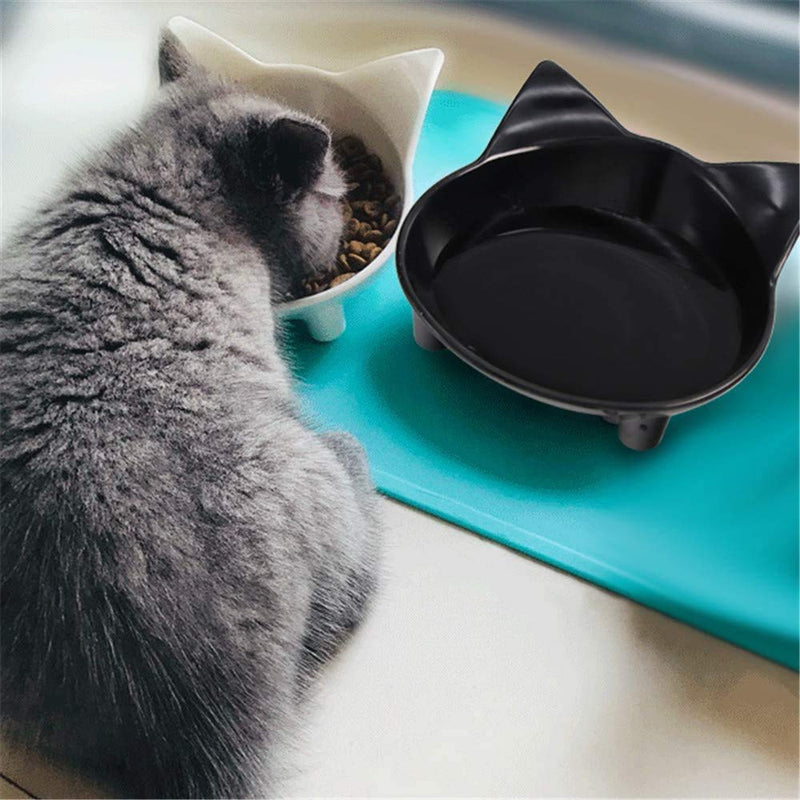 Pet Bowls,2 Pieces Cat Feeder Bowls,Anti-Slip Cat Feeding Bowl,Multi-Purpose Dog Cat Food Bowls,Shallow Feeder Bowls Pet Water Bowl,Cat Bowls,Pet Water Bowls,for Small Dogs Cats and Pets(Black+White) - PawsPlanet Australia