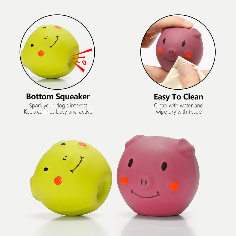 Squeaky Dog Toys -Cute Funny Pigge Latex Dog Balls for Small Puppy and Medium Pets Dogs (6 Pack) Pig - PawsPlanet Australia
