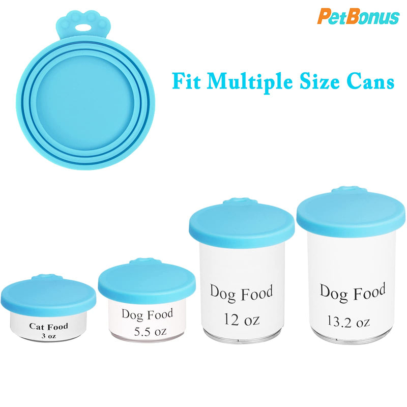 PetBonus Silicone Pet Can Lids, Dog Cat Food Can Covers, Universal Size Can Tops, 1 fit 3 Standard Size Food Cans, BPA Free Dishwasher Safe Blue + Blue - PawsPlanet Australia