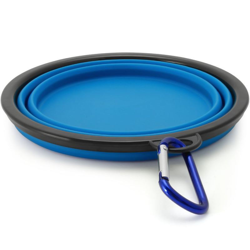 iGadgitz Home Large Foldable Travel Silicone Dog Bowl Food Water Feeding Portable Dish for Pet (Blue) Blue - PawsPlanet Australia