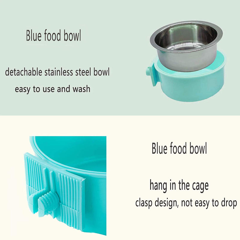 Crate Bunny Food Bowl Removable Stainless Steel Hanging Drinking Fountain Plasticbottle Water Dispenser Drinker Food Feeder Pet Cage Bowl Feeder Cup for Rabbits Cat Puppy Birds Rats Guinea Pigs - PawsPlanet Australia