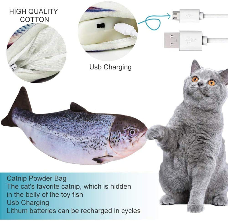 Catnip Fish Toys for Cats,Cat Moving Fish Toy,Cat Kicker Fish Toy Moving,Electric Flopping Cat Kicker Fish Toy,Realistic Plush Electric Wagging Fish Toys Simulation Interactive Funny Chew Toy for Cats - PawsPlanet Australia