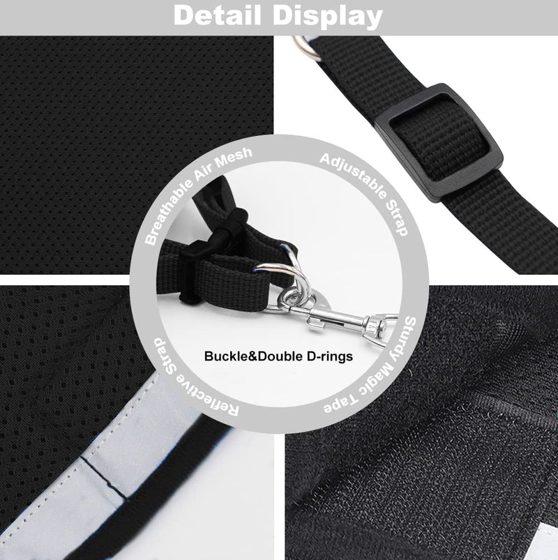 meioro Dog Harness with Leash-Reflective Soft Padded Dog Harness-Breathable Adjustable Chest Harness for Small Medium Puppies Cats-Black Vest (Black, XS Chest: 26-29cm) Black - PawsPlanet Australia