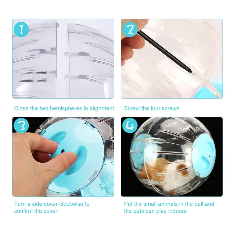 Zerodis Mini Transparent Designed Hamster Crystal Running Balls Toy Small Pet Exercise Balls Funny Toys Run-About Hamsters Ball for Cute Pets Rat Mice Gerbil Running Jogging Playing(Blue) Blue - PawsPlanet Australia