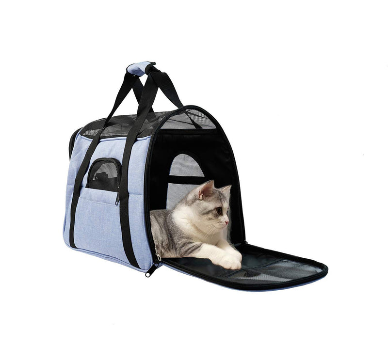 HOTGOL Pet Carrier,Cat Travel Carrier Airline Approved,Portable Folding Pet Bag Suitable for Cats, Puppy and Small Dogs Blue - PawsPlanet Australia