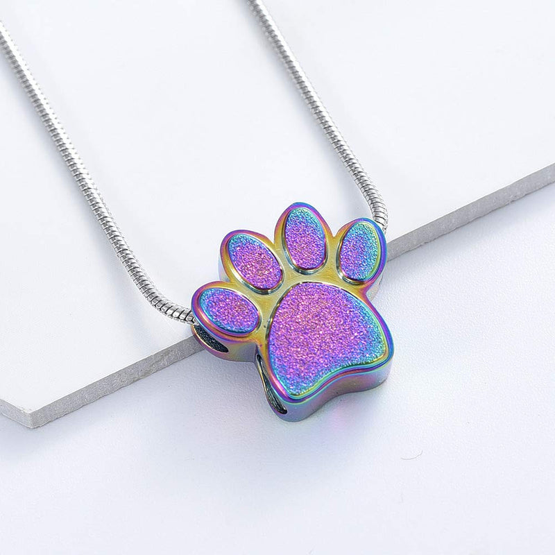 QGJNSGC Paw Print Urn Necklace for Ashes, Cremation Jewelry for Ashes Urn Necklace Keepsake Jewelry for Pet/Dog's/Cat's Ashes Pendant Memorial Gifts for Man/Women(Colourful) Colourful - PawsPlanet Australia