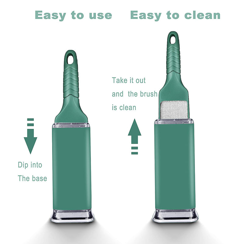 HJHY Pet Hair Remover Brush with Self-Cleaning Base and Strong Handle, Double-Sided Lint Remover for Clothes, Sofa, Carpet (Green) Green - PawsPlanet Australia