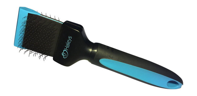 Haleys slicker brush for dogs - double-sided bristles, soft metal bristles, dog brush also for cats, for grooming, no tugging, loosening knots and tangles (blue) - PawsPlanet Australia