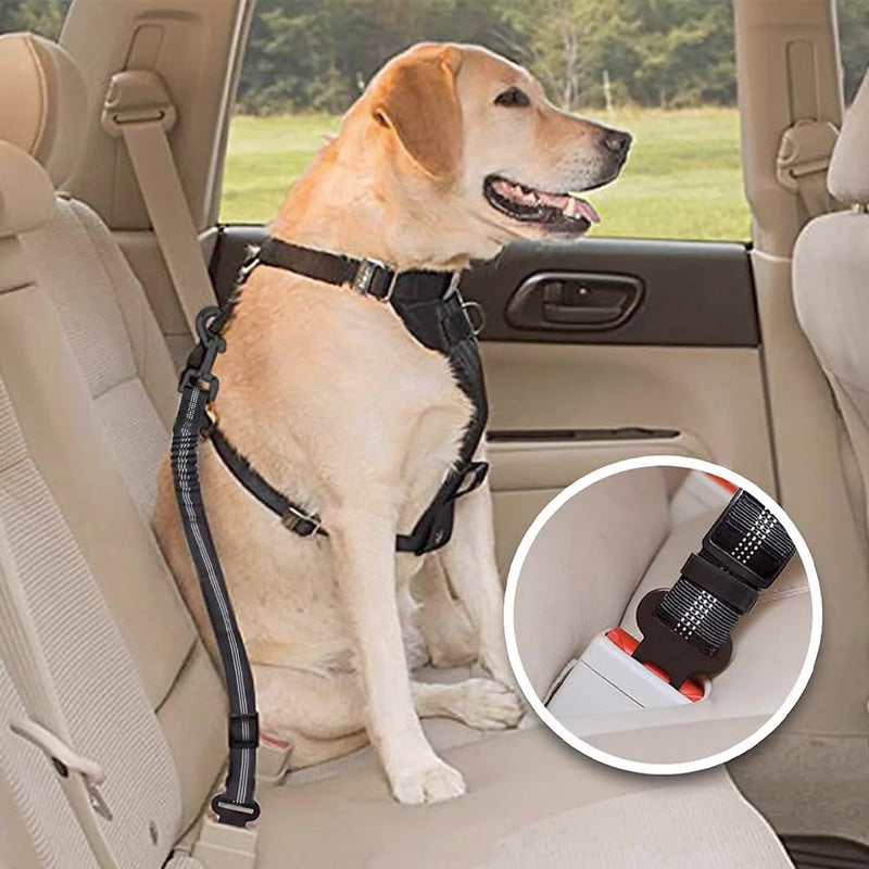 2 Pack Dog Car Seat Belt, 54-90cm Durable Dog Car Harness, 360 Degree Swivel Attachment, Headrest Dog Car Seat Belt, Dog Buckle, for Dogs, Cats and Pets(Black) black - PawsPlanet Australia