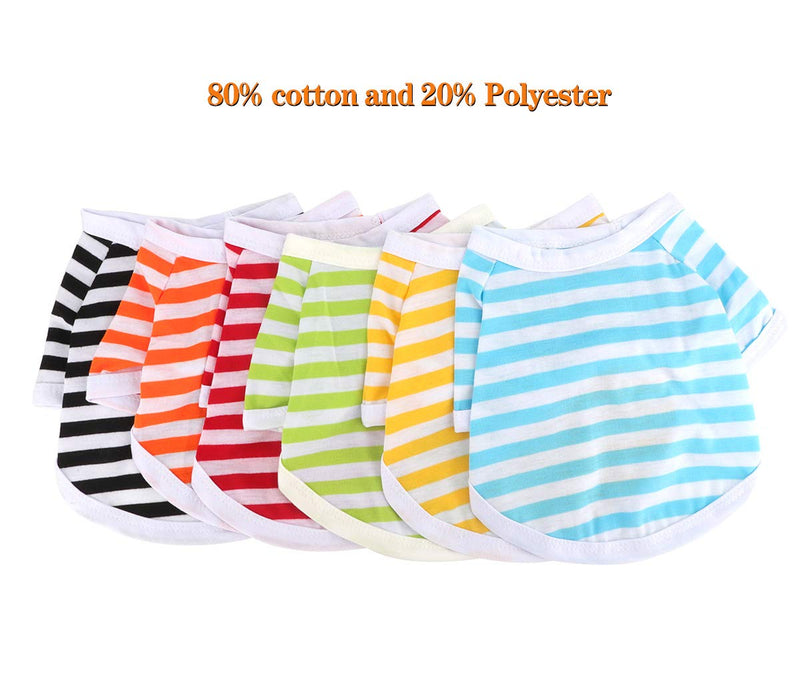 QiCheng&LYS Pet Clothes Dog Striped T-Shirt, Cute Soft Breathable Cotton Vest Short Sleeves Summer Puppy Apparel for Small Medium Dogs Boy and Girl (S, Black) - PawsPlanet Australia