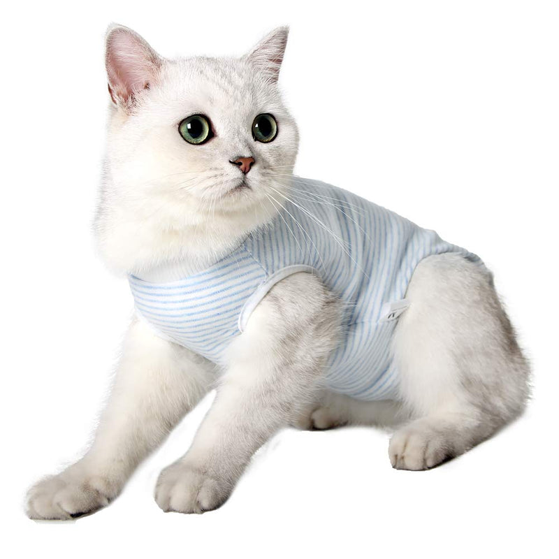 Cat Professional Recovery Suit, Surgical Recovery Shirt for Abdominal Wounds Bandages Cone Alternative for Cats After Surgery Medical Suit Soft Pet Clothing Indoor (Blue, S) S (Pack of 1) Light Blue - PawsPlanet Australia