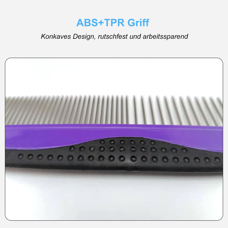 Metal Dog Comb Stainless Steel Pet Comb for Large, Medium and Small Dogs and Cats Dog Comb for Tangles Short Long Hair (Purple) Purple - PawsPlanet Australia