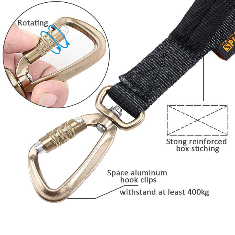 [Australia] - EXCELLENT ELITE SPANKER Military Leash Dog Tactical Space Aluminum Hook Clips Bungee Dog Leash Tactical Dog Leash Elastic Dog Rope Leads with 2 Control Handle Black 