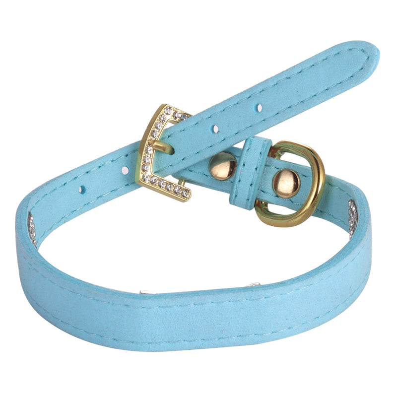 LOVPE Cat Collar,Dog Collar Diamond Crystal Bow-Knot Tie Collar,Golden Rhinestone Buckle and Comfortable Velvet Leather with 5 Rows Bling Rhinestone Collar for Small Dogs Medium Cat (XS, Blue) XS - PawsPlanet Australia