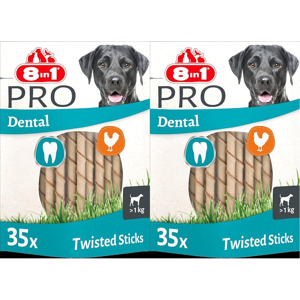 8in1 Pro Dental Twisted Sticks - Healthy Chew Sticks for Dogs for Dental Care, 35 Pieces (Pack of 2) - PawsPlanet Australia