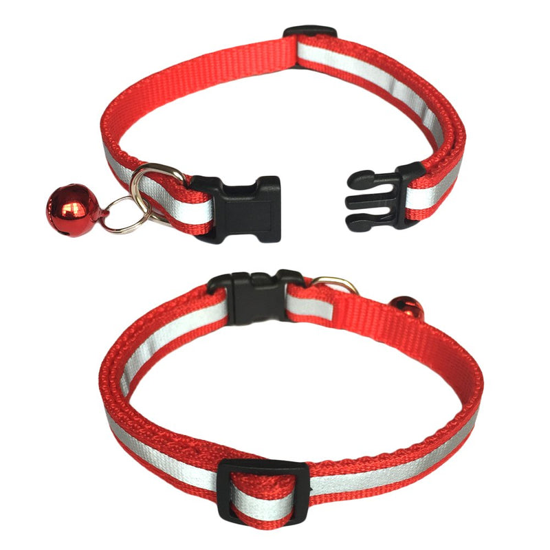 [Australia] - 5 Pack Reflective Cat Collar with Bell Cat Collars for Dog Puppy Kitten Nylon Collars 