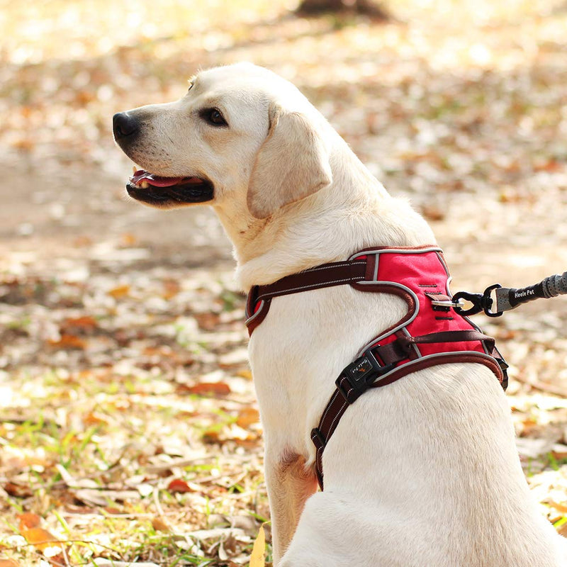 [Australia] - EAVSOW Dog Harness No-Pull Pet Harness Adjustable Outdoor Pet Vest for Small Medium Large Dogs Reflective Oxford Material Vest for Dogs No-Choke Easy Control Red 