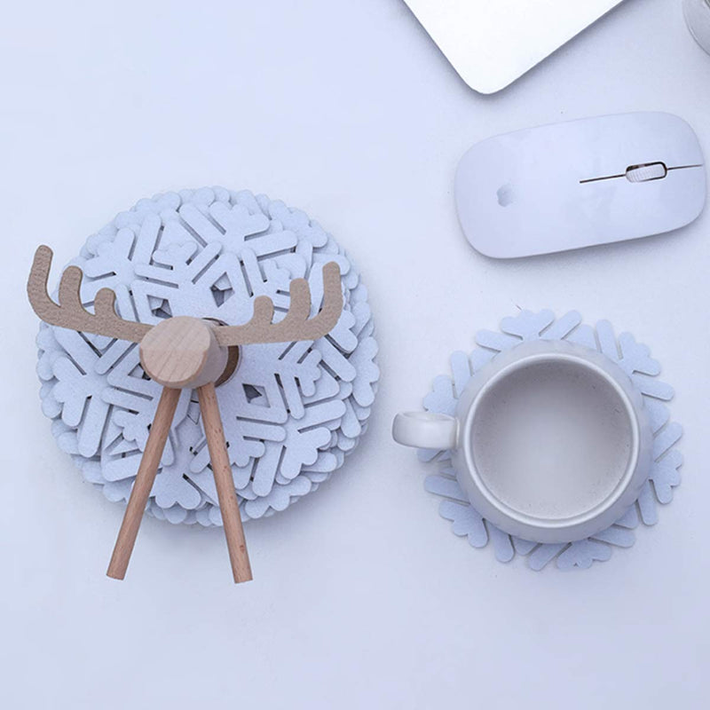 Christmas Coaster Decoration Placemat Elk Shaped with Wood stick Holder for Cups Mugs Coffee - PawsPlanet Australia
