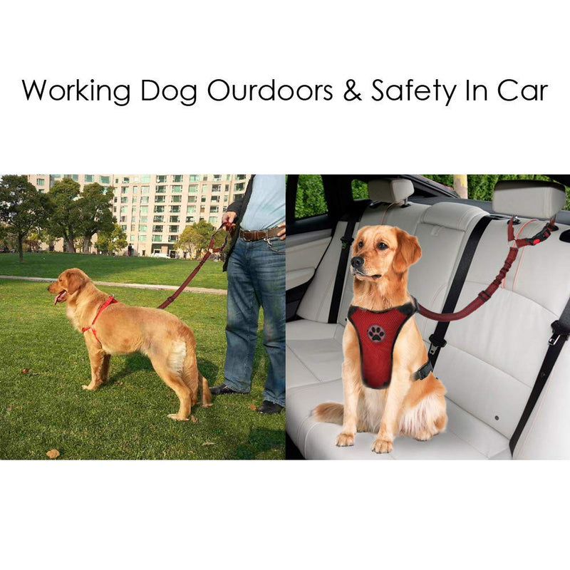 [Australia] - AutoWT Dog Seatbelt, 2 Pack Pet Car Seatbelt Headrest Restraint Adjustable Puppy Safety Seat Belt with Elastic Bungee and Reflective Stripe Connect with Dog Harness Red 