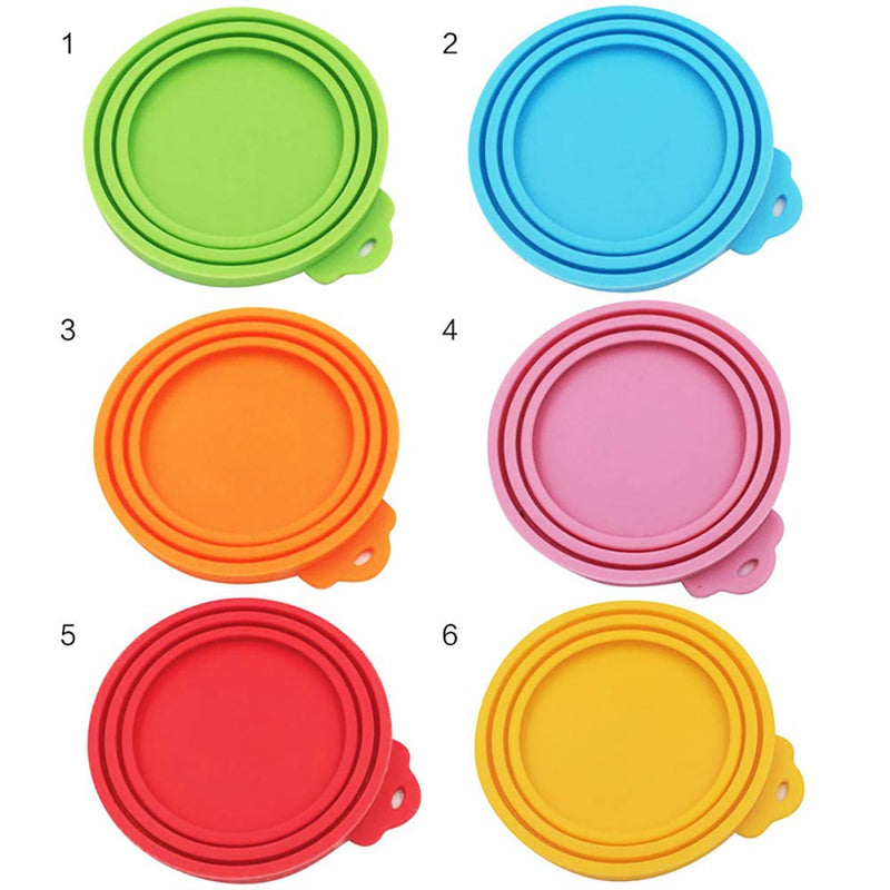 Set of 6 universal silicone can lids, silicone lid for can food, silicone covers for pet cans, dog and cat food, fits almost all food cans, 6 colours, dishwasher safe. - PawsPlanet Australia