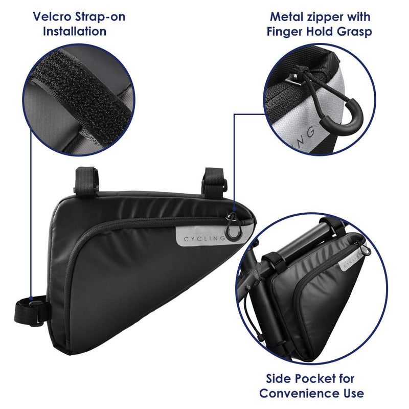 WOTOW Bike Frame Bag, Bicycle Triangle Bag Front Tube Water Resistant Waterproof Cycling Pack Strap-On Saddle Pouch Storage Bag for Mini Bike Pumps Repair Tools Road Mountain Bike - PawsPlanet Australia