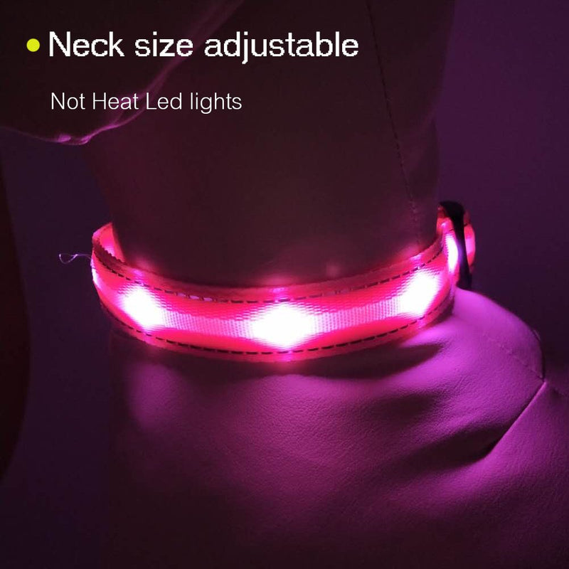 [Australia] - MASBRILL Led Lighted Up Dog Collar Flashing 100% Waterproof USB Rechargeable Pet Dog Safety Collar Glow in The Dark Light-up Neck Loop M(19.69*0.98inch) Pink 
