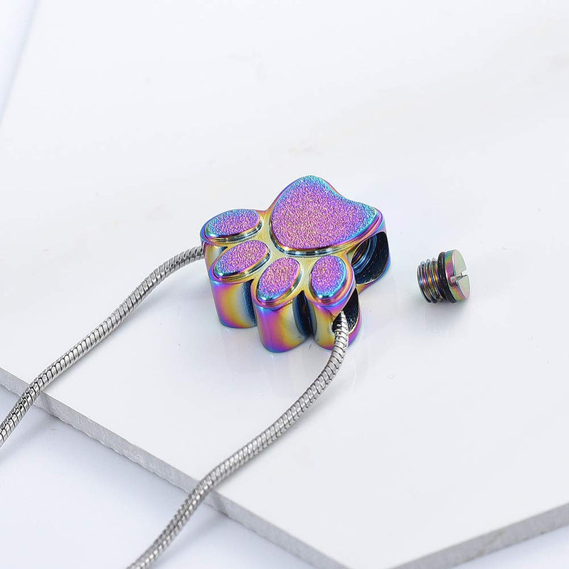 QGJNSGC Paw Print Urn Necklace for Ashes, Cremation Jewelry for Ashes Urn Necklace Keepsake Jewelry for Pet/Dog's/Cat's Ashes Pendant Memorial Gifts for Man/Women(Colourful) Colourful - PawsPlanet Australia